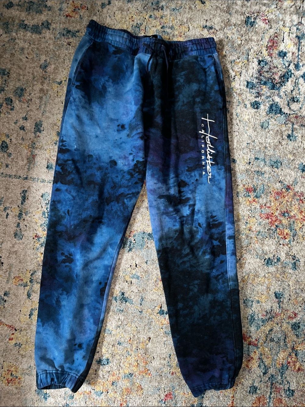 Hollister Blue & Black Tie-Dye Jogger Sweatpants